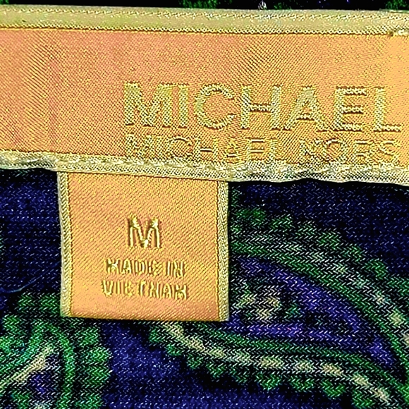 MICHAEL by Michael Kors Flutter Wing Tunic Criss Cross V Neck w Gold MKs L/XL - Picture 4 of 5